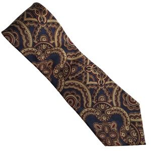 Hathaway Men's Paisley Silk Tie Navy Burgundy Gold Classic‎ Business Formal